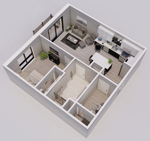 Lincoln Style C - 1 bed, 1 bath apartment floor plan